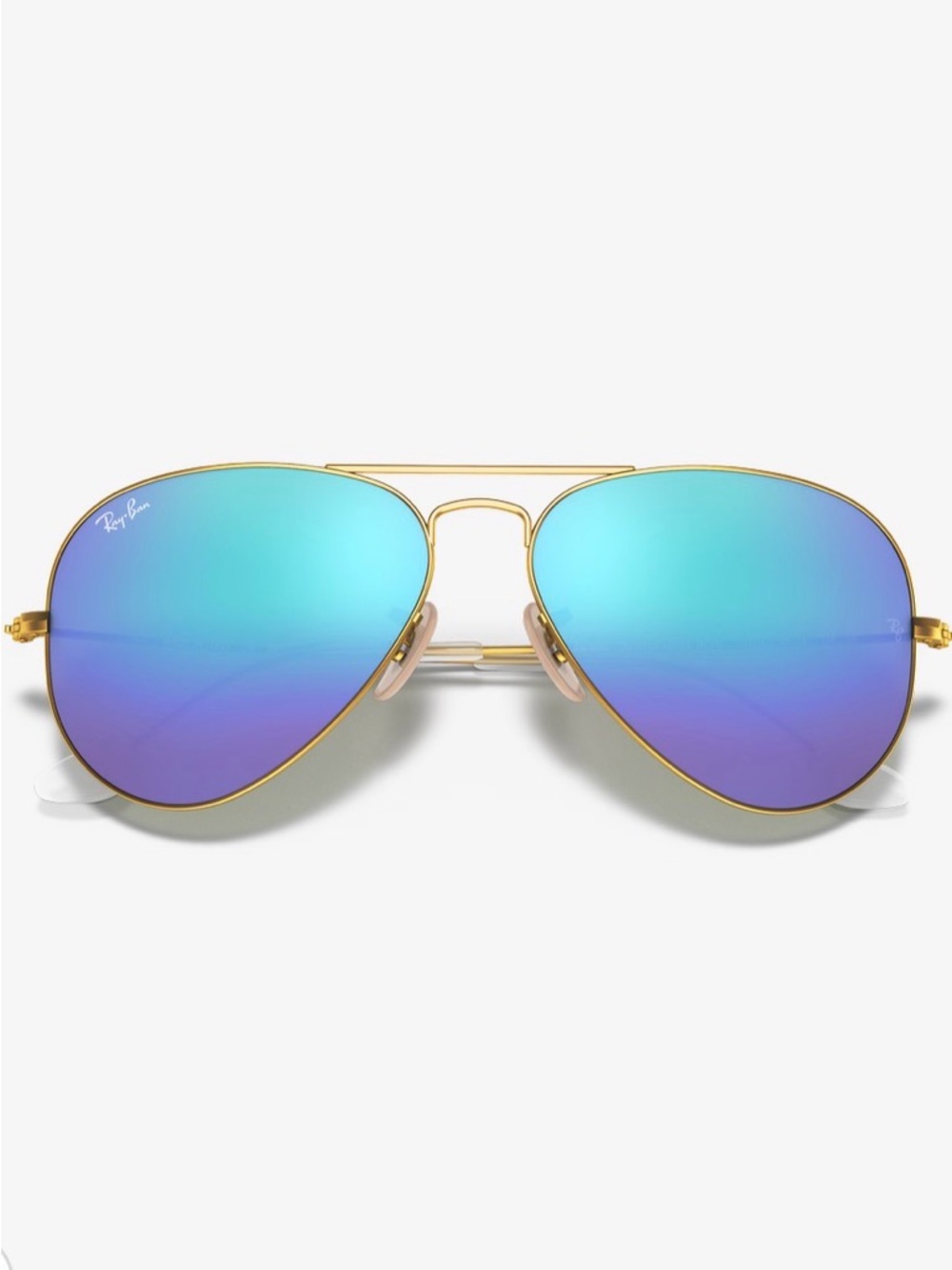 New Ray-Ban aviator Sunglasses. Blue mirror lenses with gold frame .